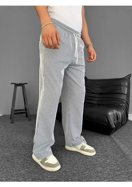 Su Yolu Çizgili Cepli Pantalon Yazlık - Gri modelleri