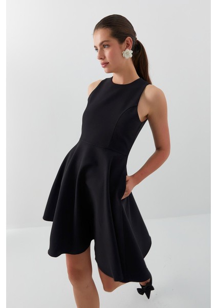 Volanlı Midi Elbise Siyah modelleri