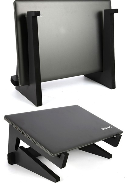 Ayarlanabilir Kademeli Ahşap Laptop Standı Notebook Yükseltici Macbook Tutucu 13" 14" 15" 16" 17"