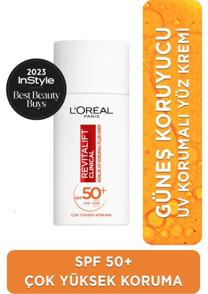 L'oreal Paris Revitalift Clinical Leke Karşıtı Güneş Koruyucu Yüz Kremi SPF50 50 ml