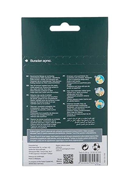Tack It 50 gr Yapıştırıcı, Sökülebilir ve Yeniden Kullanılabilir Yapıştırıcı (Çok Renkli, Asorti) modelleri