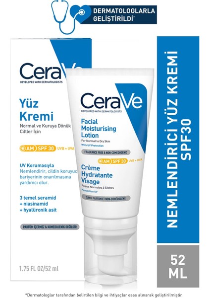Asfstore Cerave Nemlendirici Yüz Kremi SPF30 52 ml