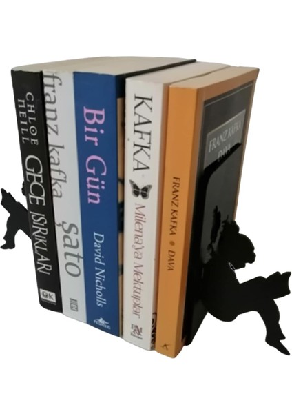 Dekoratif Kitap Okuyan Kız Figürlü Metal Kitap Tutucu 2'li Paket(Kitap Ayracı Hediyeli).