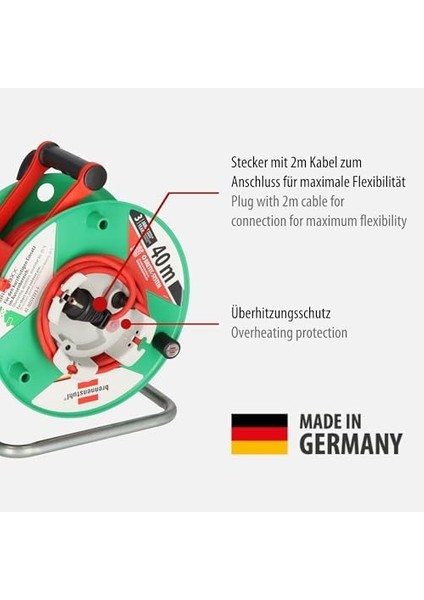 Garant G Bretec IP44 Bahçe Kablo Makarası (Çim Biçme Makinesi Için Kablo Makarası, 38 + 2 M Kablo, Kırmızı, Özel Plastik, Dış Mekanda Kısa Süreli Kullanım, Almanya'da Üretilmiştir) fiyatları