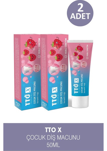 Tto x Çocuk Diş Macunu Çilek Aromalı 50 ml 2 Adet