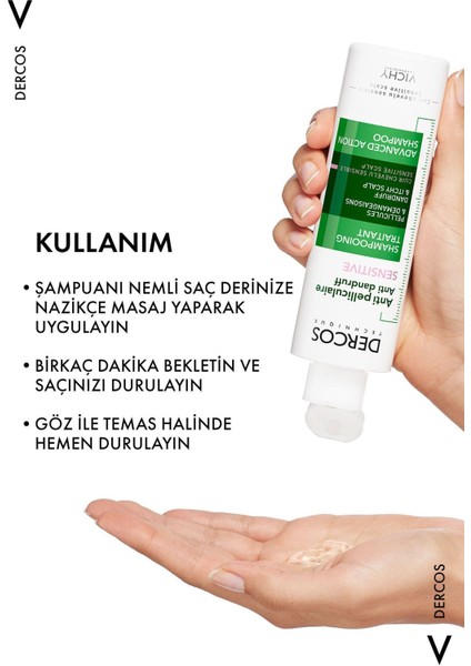 Vichy Dercos Anti-Pelliculaire Şampuan Hassas ve Kaşıntılı Saç Derisi 200 ml 2 Adet