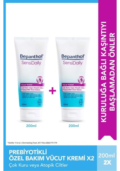 Asfstore Bepanthol Sensidaily Vücut Kremi 200 ml 2 Adet