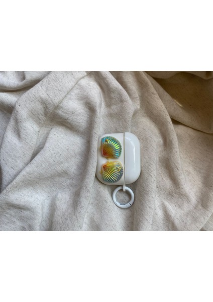Apple Airpods 3. Nesil Uyumlu 3D Deniz Kabuklu Şeffaf Kopçalı Kılıf