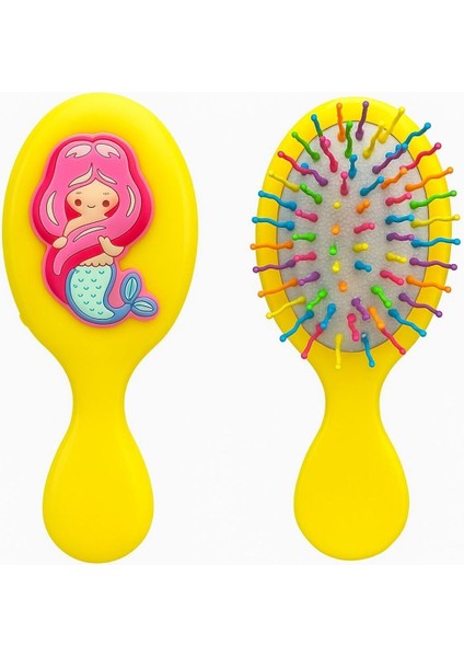 Sarı Denizkızı Desenli Kız Çocuk Fırça Tarak 14 cm