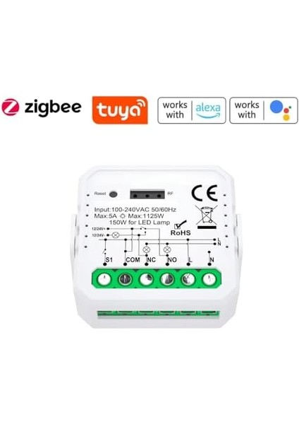 Tuya Mini Zigbee Kuru Kontak Röle (Tuya, Smart Life, Home Assistant, ZIGBEE2MQTT Uyumlu)