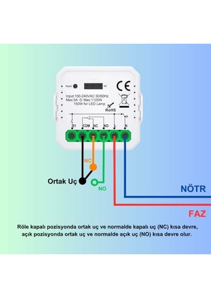 Tuya Mini Zigbee Kuru Kontak Röle (Tuya, Smart Life, Home Assistant, ZIGBEE2MQTT Uyumlu)