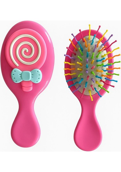 Pembe Lolipop Desenli Kız Çocuk Fırça Tarak 14 cm
