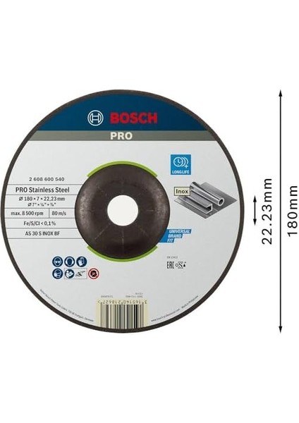 2608600540 Schleifzubehoer Schruppsch. 180 x 6 mm F. Ino x modelleri