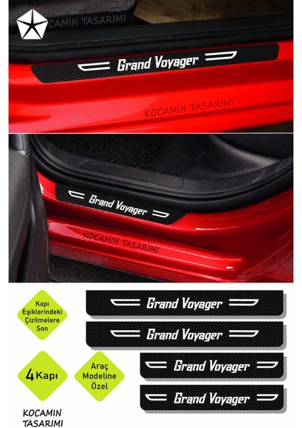 Grand Voyager Yazılı Karbon Kapı Eşiği Chrysler Grand Voyager Için Siyah Dekoratif 2 Ön 2 Arka Kapı Koruyucu Set Chrysler Grand Voyager indirimleri