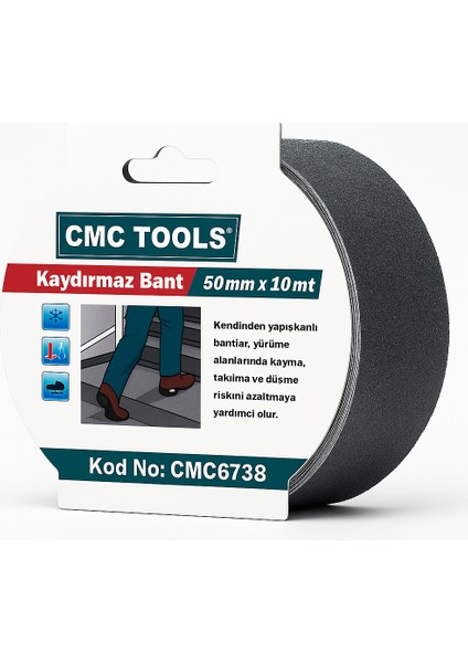 50MM x 10MT Kaydırmaz Bant – Kendinden Yapışkanlı, Merdiven ve Zemin Güvenlik Bandı