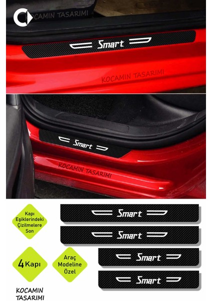 Smart Yazılı Yazılı Karbon Kapı Eşiği Siyah Beyaz Dekoratif Kapı Koruyucu 4'lü Set Smart Yazılı indirimleri