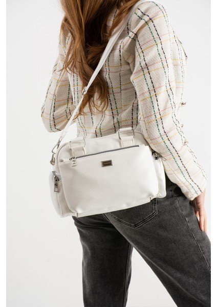 Kadın Çok Gözlü Beyaz Mat Ayarlanabilir Çapraz Askılı El ve Omuz Çantası S-1422 fırsatları