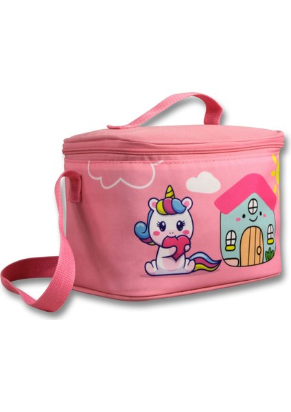 Kız Çocuk Beslenme Çantası (Thermo Isı Yalıtımlı) - Unicorn - Pembe Yeşil - 5052