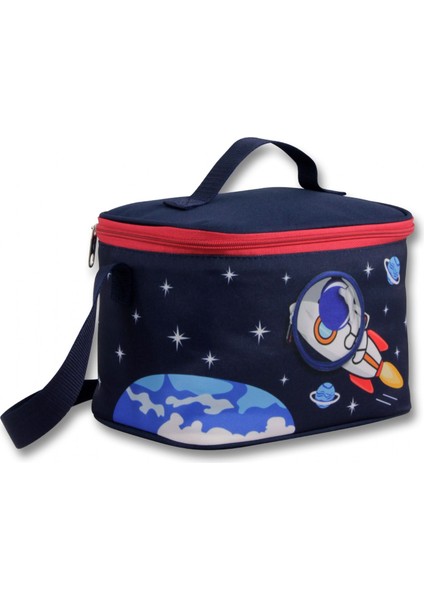 5043 Isı Yalıtımlı Erkek Çocuk (Astronot Baskılı, Lacivert Kırmızı Renkli) Beslenme Çantası
