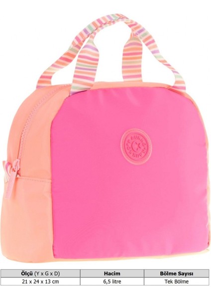 Kız Çocuklarına Özel Pembe Somon Iki Renkli Beslenme Çantası (Isı Yalıtımlı) (K9064) modelleri
