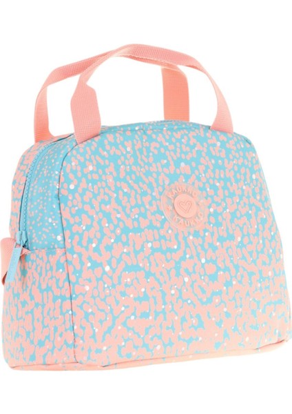 Kız Çocuklarına Özel Somon Turkuaz Nokta Baskılı Beslenme Çantası (Isı Yalıtımlı) (K9080)