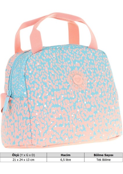 Kız Çocuklarına Özel Somon Turkuaz Nokta Baskılı Beslenme Çantası (Isı Yalıtımlı) (K9080) modelleri