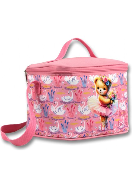 5001 Isı Yalıtımlı Kız Çocuk (Balerin Ayıcık Baskılı, Pembe Renkli) Beslenme Çantası