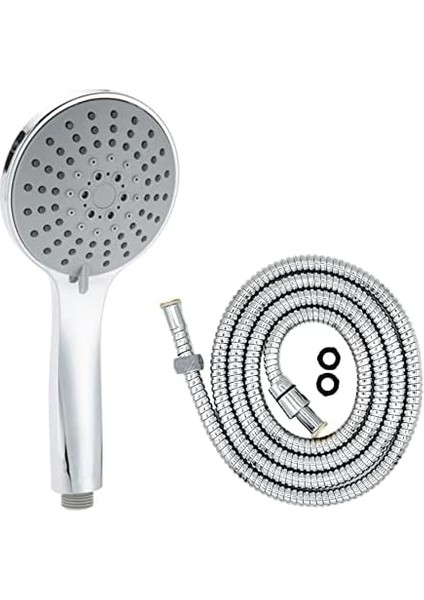 Lüks Duş Seti - 5 Farklı Püskürtmeli Full Krom Kaplama El Duşu + 170 cm Çift Kenetli Duş Spirali - Paslanmaz, Kopmaz, Kırılmaz Çelik Duş Hortumu/nerolıa modelleri