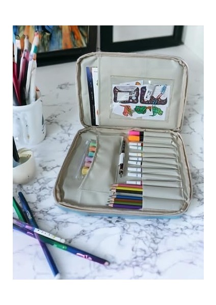 Resim Çantası Kalemlikli Defter Boya Malzemeleri Aktivite Çantası Unisex Kırtasiye Çantası modelleri
