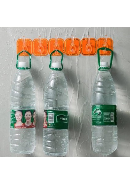 6 Kancalı Kendinden Yapışkanlı Askı Tek Parça Renkli Pratik Duvar, Banyo, Mutfak Askısı