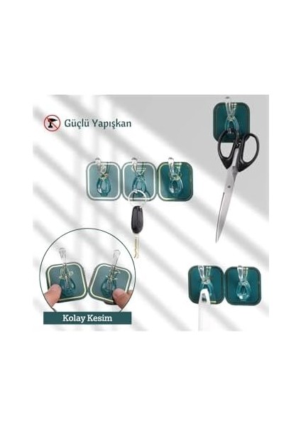 6 Kancalı Kendinden Yapışkanlı Askı Tek Parça Renkli Pratik Duvar, Banyo, Mutfak Askısı fiyatları