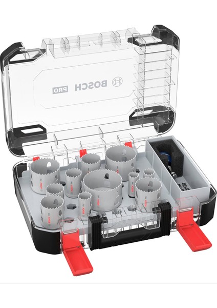 14 x Pro Multi Material Power Change Plus Delik Testeresi Seti - Şeffaf Kılıf (Yumuşak Ahşap, Alçıpan Duvar Için, Ø 20 - 76 Mm, Profesyonel Aksesuar Matkap/tornavida Için)