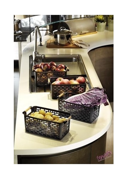 Çok Amaçlı Tutacaklı Organizer Sepet - Dolap Içi & Çekmece Düzenleyici Sepet - Siyah, 24121810017 fiyatları