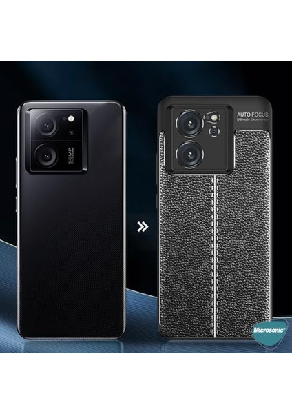 Xiaomi Mi 13T Kılıf Deri Dokulu Silikon Siyah [mi 13T ile Uyumlu Kılıf - Siyah]