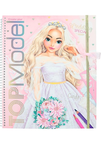 12393 Create Your Topmodel Wedding Special - Çıkartma Defteri, 60 Sayfalık Güzel Kıyafetler Tasarlamak Için, Çıkartma Sayfası, Şablon ve Kumaş Desen Sayfası Dahil, Orta