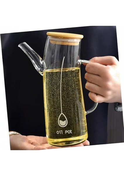 Bambu Kapklı Borosilikat Cam Yağlık & Sirkelik - 1 Litre | Isıya Dayanıklı & Sızdırmaz Tasarım | Bambu Kapaklı Şeffaf Cam Yağdanlık - 1000ML fiyatları