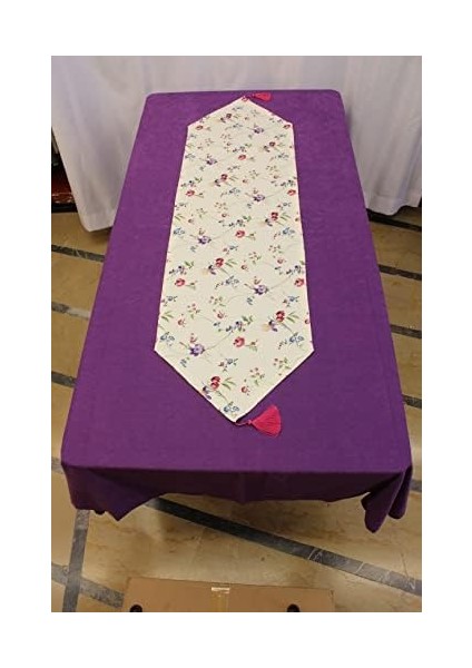 Çiçek Desenli Beyaz Zemin Arka Plan Dijital Baskılı Runner Amerikan Servis 40X150 cm fiyatları