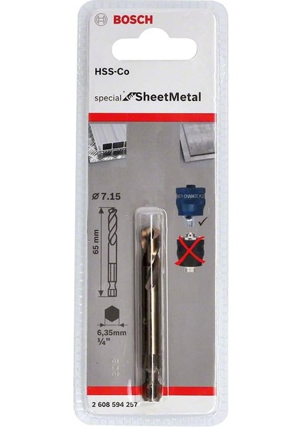 Professional Accessories 2608594257 Hss G Delik Testereleri Için (Ölçüler Çap 7,15 x 65 Mm; Metal ve Paslanmaz Çelik)