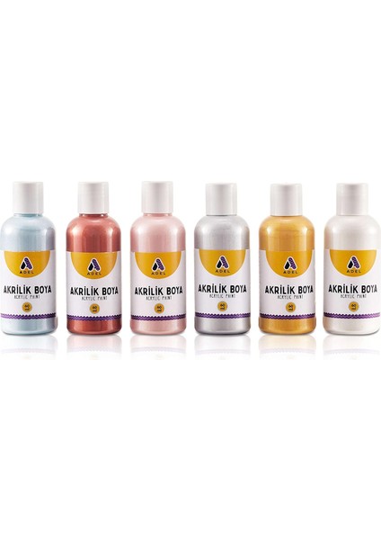 Akrilik Boya 60 ml x 6 Metalik Renkler
