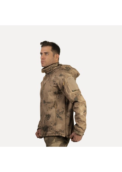 Erkek Jandarma Kamuflaj Desenli 5 Cepli Softshell Mont modelleri