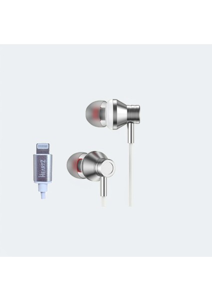 Iph-01 Lightning Kulaklık iphone ile Uyumlu Extra Bass Metal Uçlar Streo Hd Yüksek Ses 1,2m Mikrofonlu Kulak Içi Kulaklık (Gümüş Beyazı)