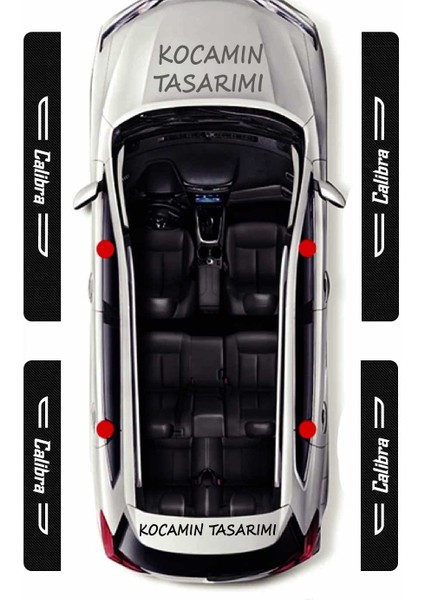 Opel Calibra Karbon Kapı Koruma Eşiği Yazılı Dekoratif Kaplama Siyah Üzeri Beyaz 4 Parça Opel Calibra modelleri