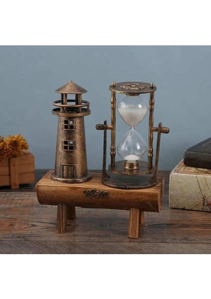 Keman Kum Saati Retro Vintage Vintage Severler Için Ev Masaüstü Dekorasyon Doğum Günü Noel Yeni Yıl Hediyeleri 15CM (Deniz Feneri)