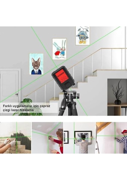 KBL90GTP 30 Metre Profesyonel Yatay ve Dikey Otomatik Hizalamalı Yeşil Çapraz Çizgi Lazer Distomat + Tripod