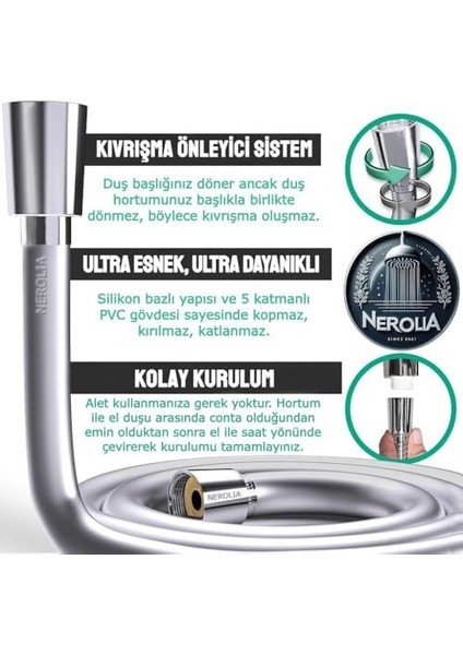 - 170CM Ekstra Uzun Abs Rakorlu, Çift Kenetli Duş Spirali/patlamaya Dayanımlı, Paslanmaz Banyo Duş Hortumu (%100 Yerli Üretim) fiyatları