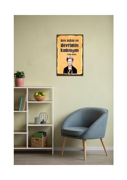 Ben Aşkın ve Devrimin Kadınıyım Retro Vintage Ahşap Mdf Tablo fiyatları