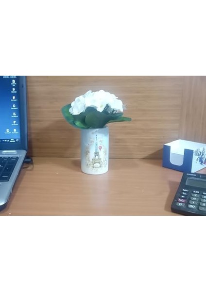 Dahil, Vazoda Çiçek, Beyaz Yapay Çiçek, Dekoratif Romantik Yeşil Model 7X7X16CM fiyatları