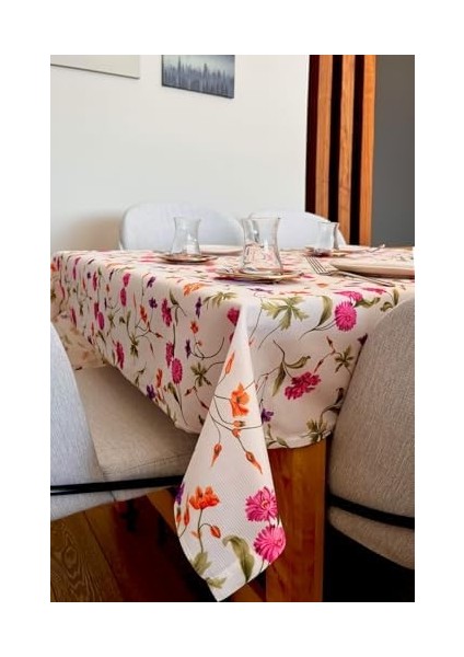 & Laurel Baskılı Yıkanabilir Masa Örtüsü Mutfak Bahçe Piknik Masa Örtüsü Pembe Ağırlıklı Çiçek Desenli (140X200) modelleri