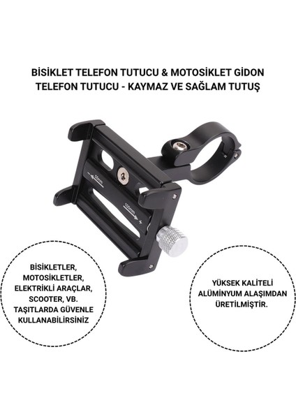 Güçlendirilmiş Alüminyum Ayarlanabilir Gidon Bağlantılı Motosiklet Telefon Tutucu Gidon Telefon Tutucu