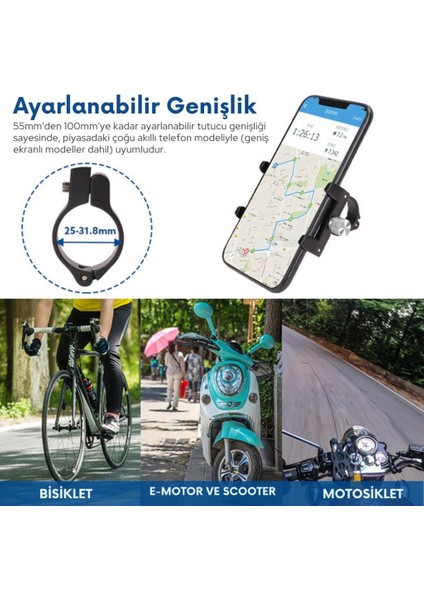 Güçlendirilmiş Alüminyum Ayarlanabilir Gidon Bağlantılı Motosiklet Telefon Tutucu Gidon Telefon Tutucu fiyatları